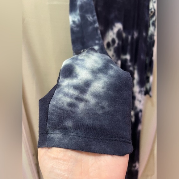 NATURAL LIFE Black Grey and White Tie-Dye Long Sleeve Dress Size XL Bohemian - Picture 3 of 10